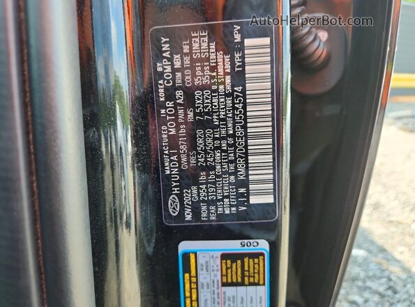 KM8R7DGE8PU554574 2023 HYUNDAI PALISADE Black Vista de la etiqueta del VIN