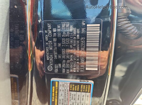 KM8R7DHE0MU295878 2021 HYUNDAI PALISADE Black VIN კოდის სტიკერის ხედი