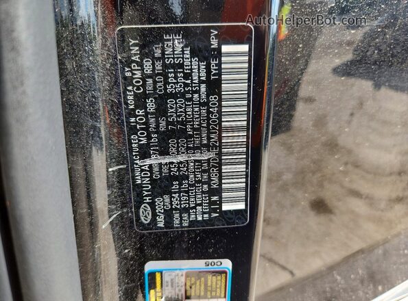 KM8R7DHE2MU206408 2021 HYUNDAI PALISADE Black VIN კოდის სტიკერის ხედი