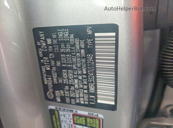 KM8RL5S24TU112948 2026 HYUNDAI PALISADE Silver Вид наклейки з VIN-кодом