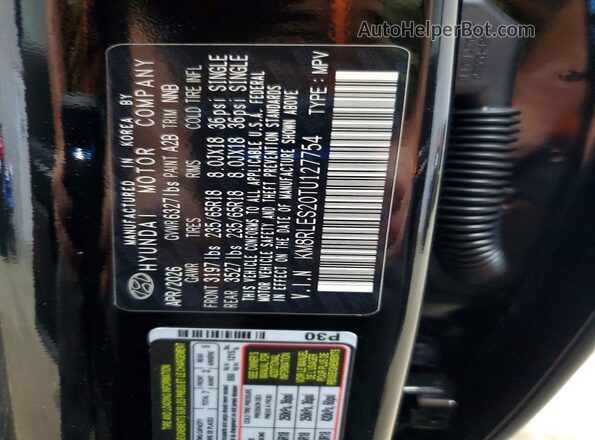 KM8RLES20TU127754 2026 HYUNDAI PALISADE Black Вид наклейки з VIN-кодом