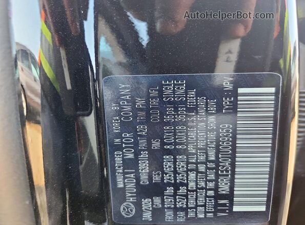 KM8RLESA0TU069359 2026 HYUNDAI PALISADE Black Vista de la etiqueta del VIN