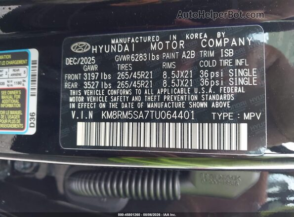 KM8RM5SA7TU064401 2026 HYUNDAI PALISADE HEV Black Widok komory silnika