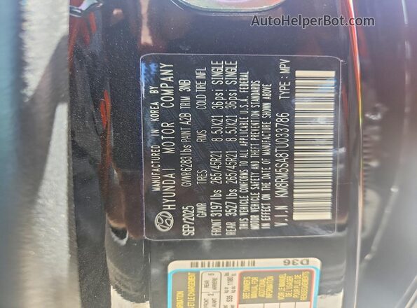 KM8RM5SA8TU033786 2026 HYUNDAI PALISADE Black Սալոնի 360 աստիճան տեսք
