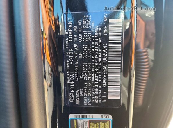 KM8RMESA9TU025941 2026 HYUNDAI PALISADE Black Vista interior de 360 grados
