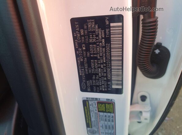KM8RNES23TU089902 2026 HYUNDAI PALISADE White VIN կոդի պիտակի տեսք