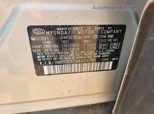 KM8S5DA18MU011783 2021 HYUNDAI SANTA Серебряный Вид подкапотного пространства