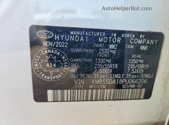 KM8S5DA18PU066206 2023 HYUNDAI SANTA White Панорамний вид салону 360°