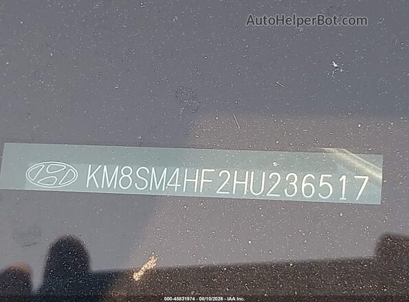 KM8SM4HF2HU236517 2017 HYUNDAI SANTA FE Silver ძრავის განყოფილების ხედი