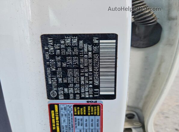 KM8SR4HF4HU229649 2017 HYUNDAI SANTA White Engine compartment view