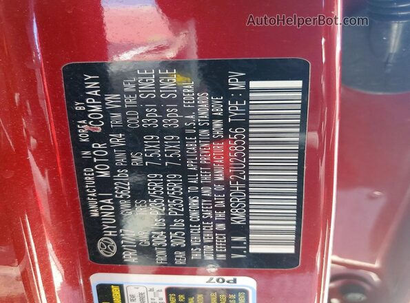 KM8SRDHF2JU258556 2018 HYUNDAI SANTA Red Vista interior de 360 grados