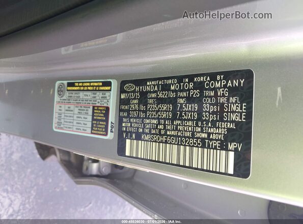 KM8SRDHF6GU132855 2016 HYUNDAI SANTA FE Серый Вид подкапотного пространства
