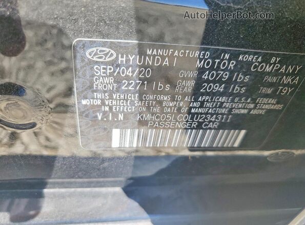 KMHC05LC0LU234311 2020 HYUNDAI IONIQ Black Շարժիչի բաժամունքի տեսք