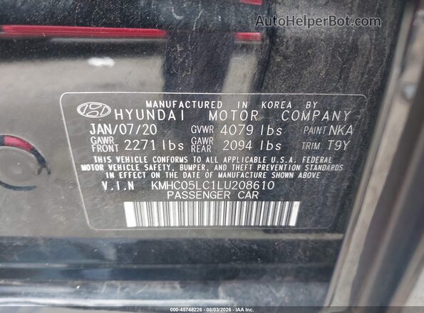 KMHC05LC1LU208610 2020 HYUNDAI IONIQ HYBRID Black Vista del compartimento del motor