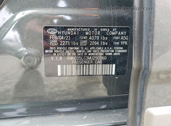 KMHC05LC3MU250360 2021 HYUNDAI IONIQ Gray Engine compartment view