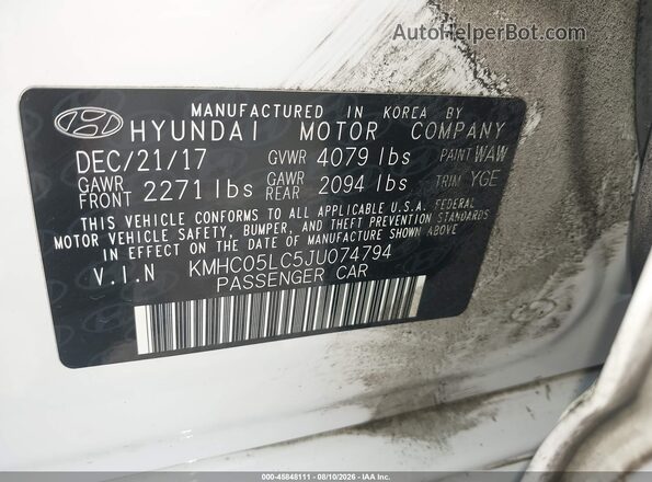 KMHC05LC5JU074794 2018 HYUNDAI IONIQ HYBRID White Engine compartment view