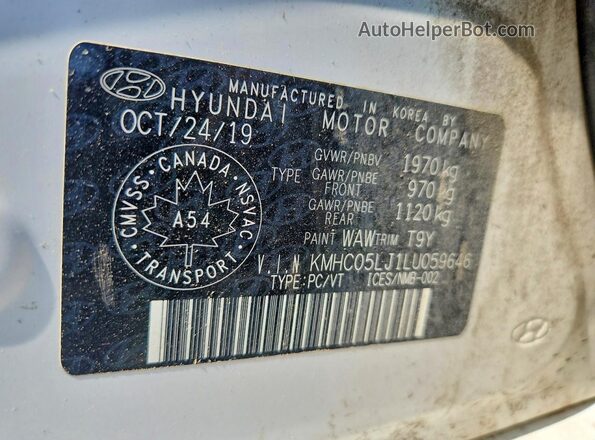 KMHC05LJ1LU059646 2020 HYUNDAI IONIQ White Շարժիչի բաժամունքի տեսք