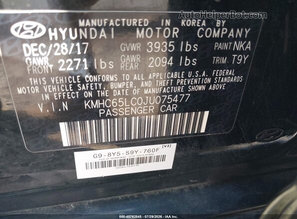 KMHC65LC0JU075477 2018 HYUNDAI IONIQ HYBRID Black Engine compartment view