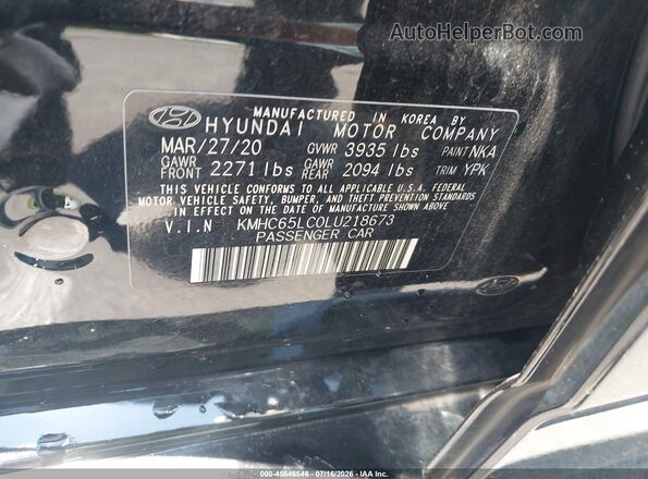 KMHC65LC0LU218673 2020 HYUNDAI IONIQ HYBRID Черный Вид подкапотного пространства