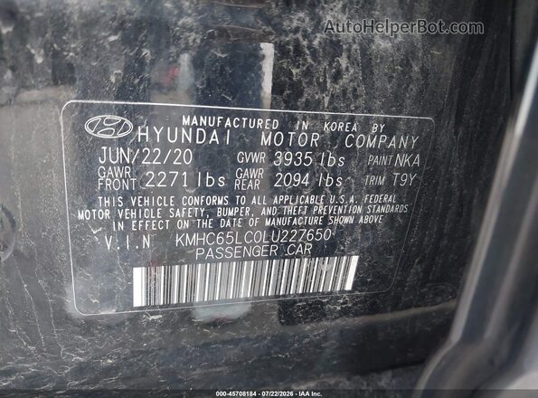 KMHC65LC0LU227650 2020 HYUNDAI IONIQ HYBRID Black Engine compartment view