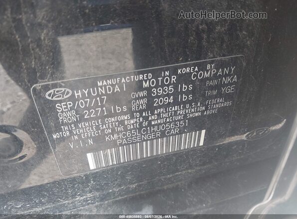 KMHC65LC1HU056351 2017 HYUNDAI IONIQ HYBRID Black Widok komory silnika