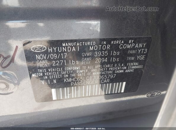 KMHC65LC1JU065797 2018 HYUNDAI IONIQ HYBRID Gray Вид підкапотного простору
