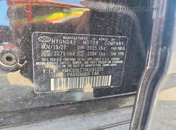 KMHC65LC1NU281235 2022 HYUNDAI IONIQ Black Widok komory silnika