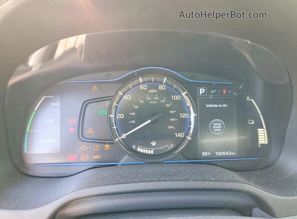 KMHC65LC2HU026839 2017 HYUNDAI IONIQ White Widok zestawu wskaźników