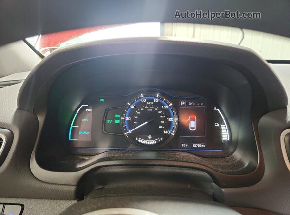 KMHC65LC2KU110697 2019 HYUNDAI IONIQ Red Instrument cluster view