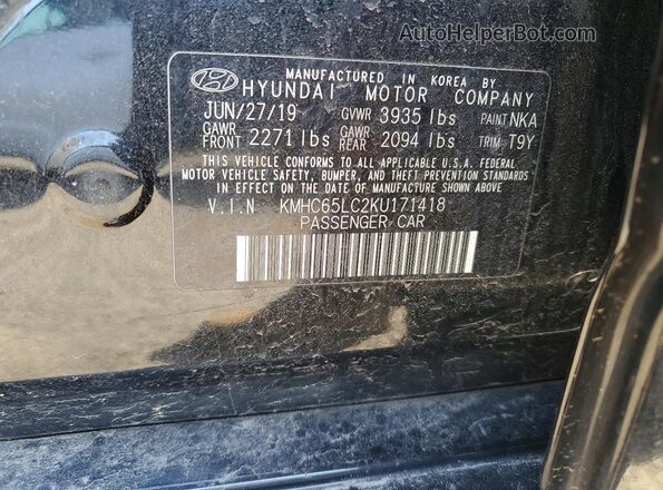 KMHC65LC2KU171418 2019 HYUNDAI IONIQ Черный Вид наклейки с VIN-кодом