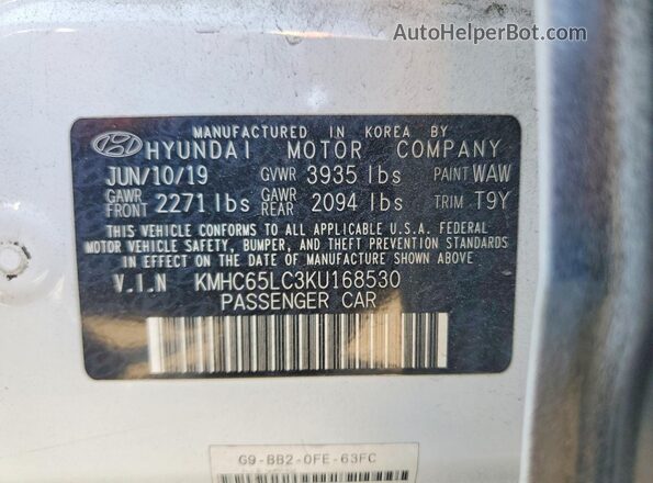 KMHC65LC3KU168530 2019 HYUNDAI IONIQ Black Շարժիչի բաժամունքի տեսք