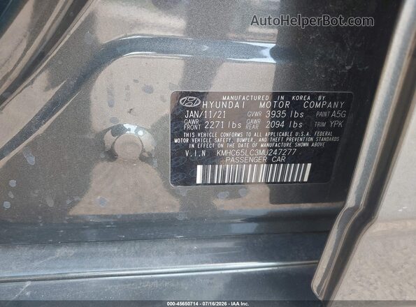 KMHC65LC3MU247277 2021 HYUNDAI IONIQ HYBRID Gray Engine compartment view