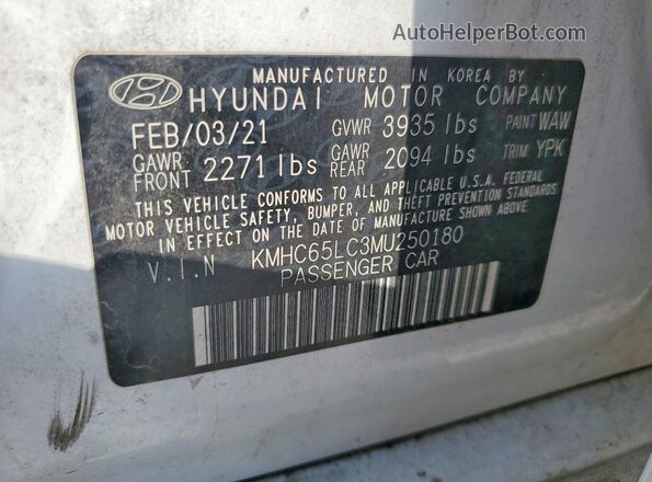 KMHC65LC3MU250180 2021 HYUNDAI IONIQ White Շարժիչի բաժամունքի տեսք
