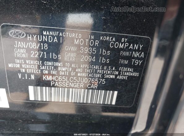 KMHC65LC5JU076575 2018 HYUNDAI IONIQ HYBRID Black ძრავის განყოფილების ხედი