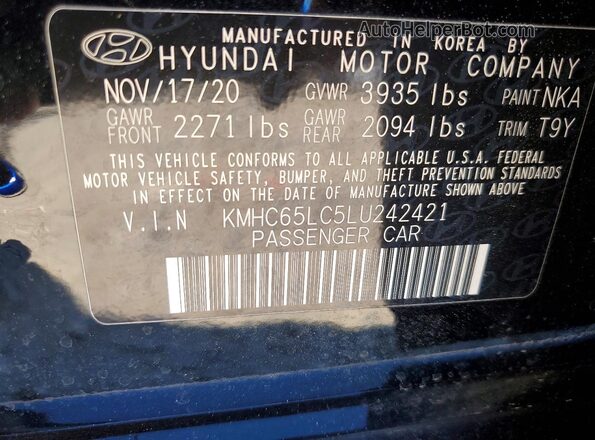 KMHC65LC5LU242421 2020 HYUNDAI IONIQ Black Շարժիչի բաժամունքի տեսք