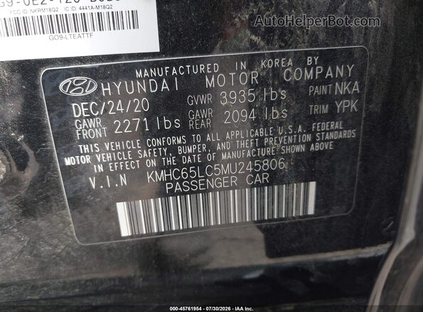 KMHC65LC5MU245806 2021 HYUNDAI IONIQ HYBRID Black Շարժիչի բաժամունքի տեսք