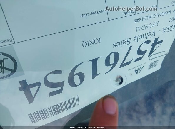 KMHC65LC5MU245806 2021 HYUNDAI IONIQ HYBRID Black Դիմացի տեսք
