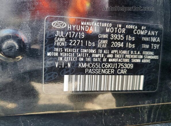KMHC65LC6KU175309 2019 HYUNDAI IONIQ Black Շարժիչի բաժամունքի տեսք