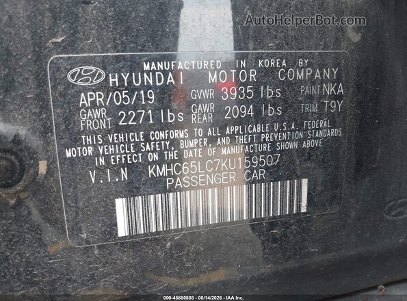 KMHC65LC7KU159507 2019 HYUNDAI IONIQ HYBRID Black Widok komory silnika