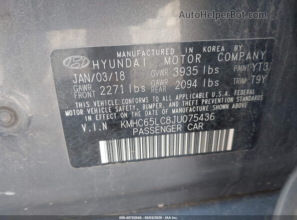 KMHC65LC8JU075436 2018 HYUNDAI IONIQ HYBRID  Շարժիչի բաժամունքի տեսք
