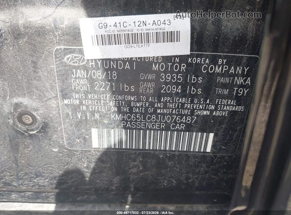 KMHC65LC8JU076487 2018 HYUNDAI IONIQ HYBRID Black Engine compartment view