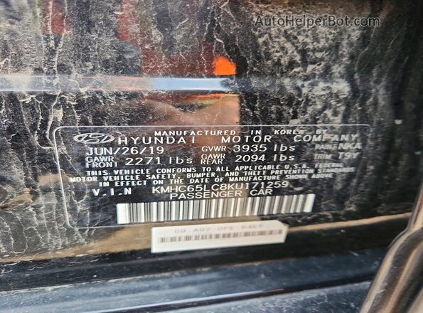 KMHC65LC8KU171259 2019 HYUNDAI IONIQ Black Вид підкапотного простору