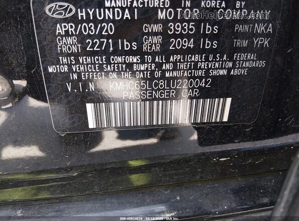 KMHC65LC8LU220042 2020 HYUNDAI IONIQ HYBRID Black Engine compartment view