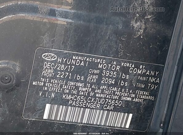KMHC65LCXJU075650 2018 HYUNDAI IONIQ HYBRID Black Вид підкапотного простору