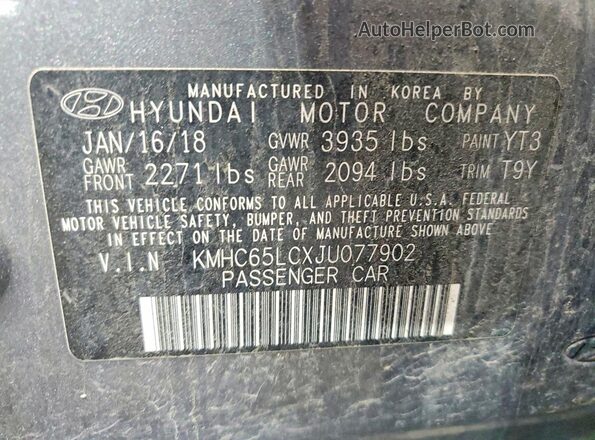 KMHC65LCXJU077902 2018 HYUNDAI IONIQ Gray Engine compartment view