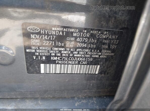 KMHC75LC0JU066159 2018 HYUNDAI IONIQ HYBRID Серый Вид подкапотного пространства