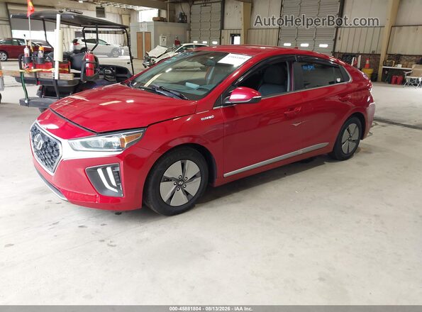 KMHC75LC0MU260940 2021 HYUNDAI IONIQ HYBRID Red წინა მარცხენა ხედი სამი მეოთხედიდან