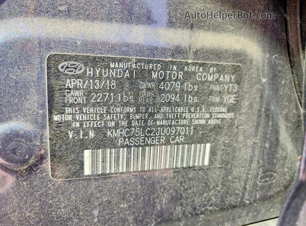 KMHC75LC2JU097011 2018 HYUNDAI IONIQ Gray Вид підкапотного простору