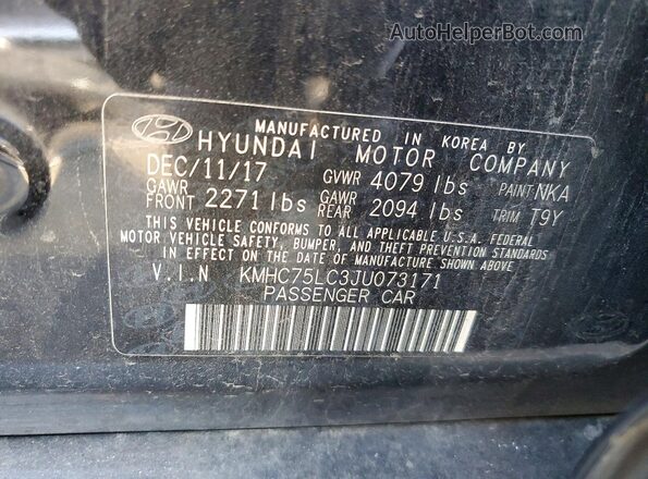 KMHC75LC3JU073171 2018 HYUNDAI IONIQ Black Շարժիչի բաժամունքի տեսք