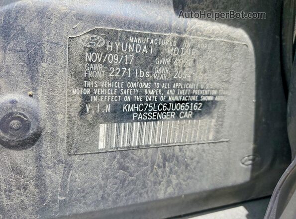 KMHC75LC6JU065162 2018 HYUNDAI IONIQ Gray Vista de la etiqueta del VIN